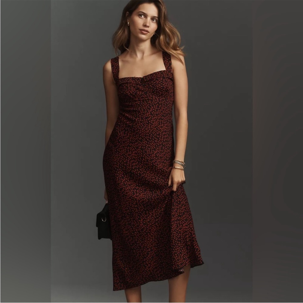 Reformation Tancy Midi Dress in Red Pattern